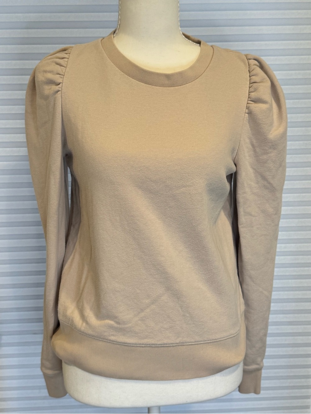 Gap Women's Puff Sleeve Crewneck Top - Beige CB1060